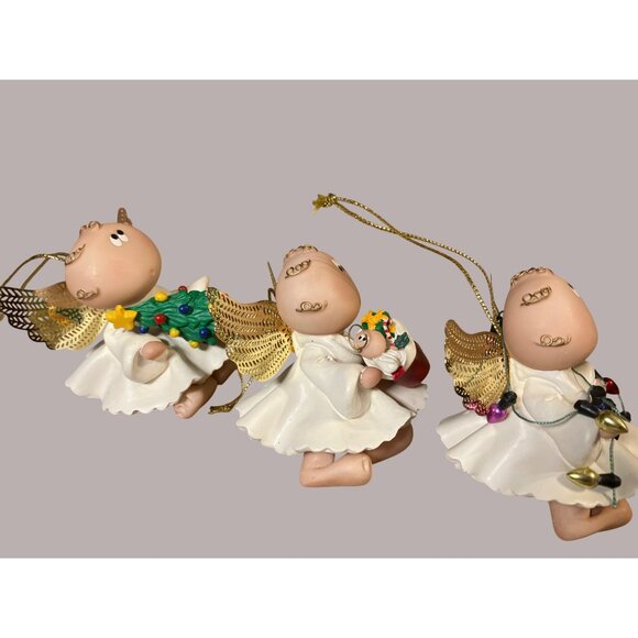 Kirk 2001 Angel Cheeks Christmas Ornaments With Decorative Elements Set of 3 - Picture 3 of 12